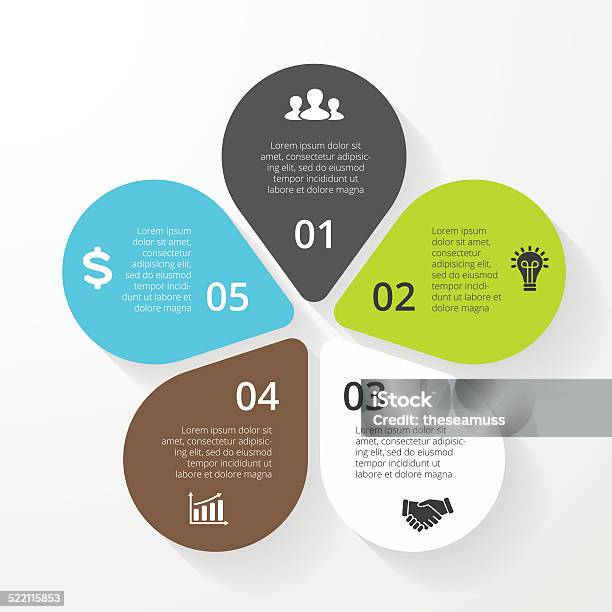 Businesskreis Infografik Diagramm Präsentation 5 Schritte Stock Vektor Art und mehr Bilder von Abstrakt