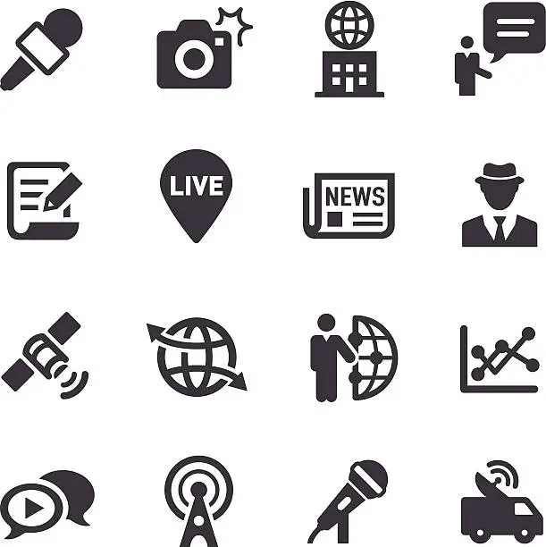 Vector illustration of News Reporter Icons - Acme Series