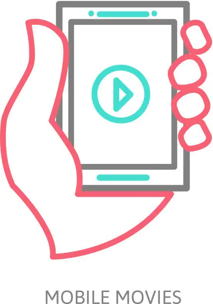 Vector illustration of tablet on the hand with video player
