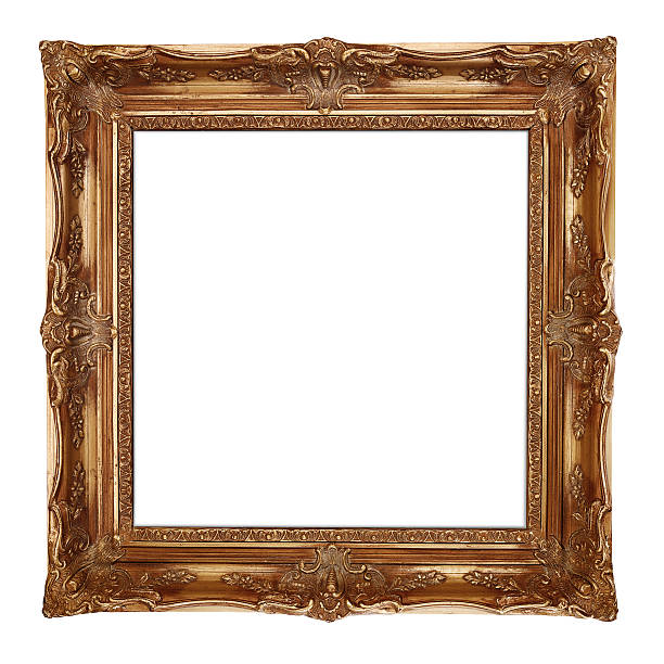 Gold picture frame Gold picture frame, isolated on white background square composition stock pictures, royalty-free photos & images