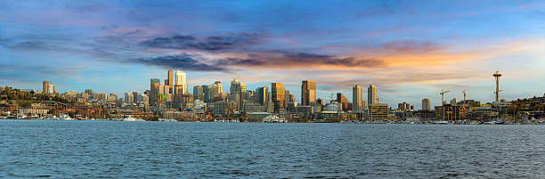 Seattle City Skyline along Lake Union stock photo