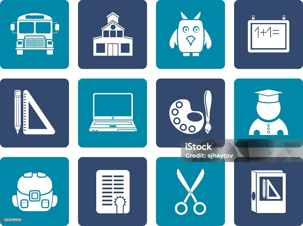 Schoolobjects Icon Flat School And Education Objects Stock Illustration - Download Image ...