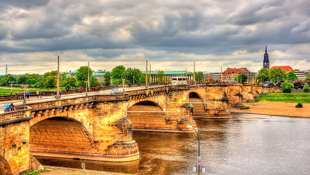 Augustus Bridge - Augustusbrucke over the River Elbe in Dresden - Germany