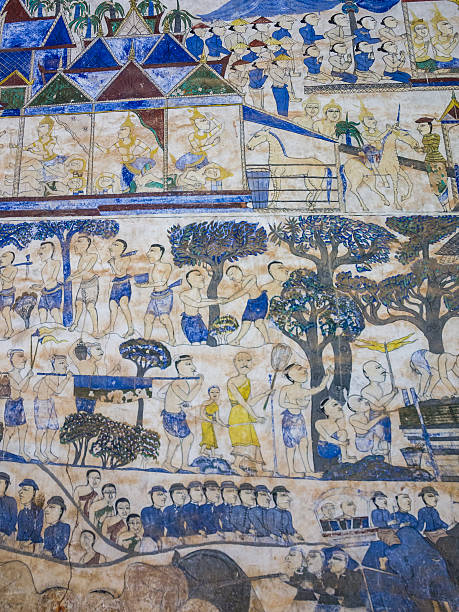 istock tradition Thai Painting on the wall in the temple. 522120784