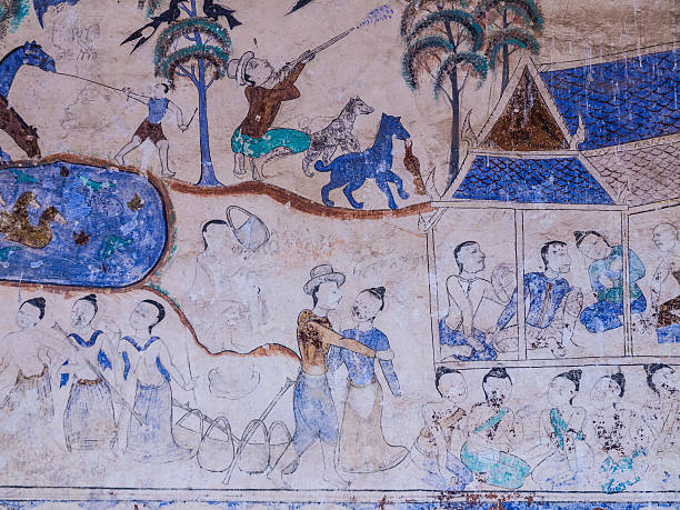 istock tradition Thai Painting on the wall in the temple. 522122846