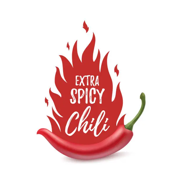 Vector illustration of Extra spicy chili paper poster template.