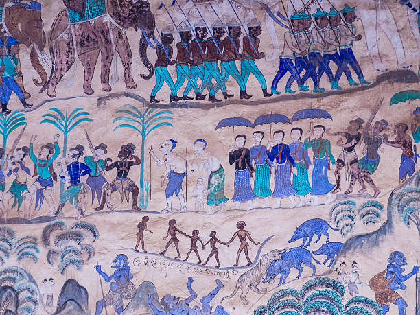 istock tradition Thai Painting on the wall in the temple. 522124270