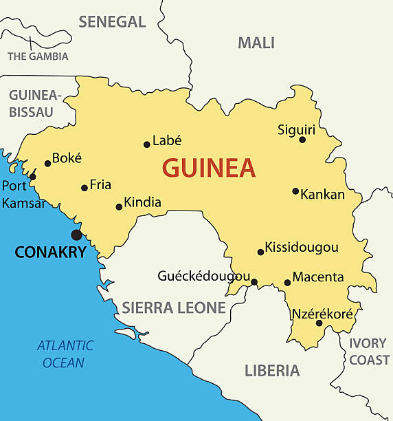 illustrations, cliparts, dessins animés et icônes de république de guinée-vecteur carte - guinée