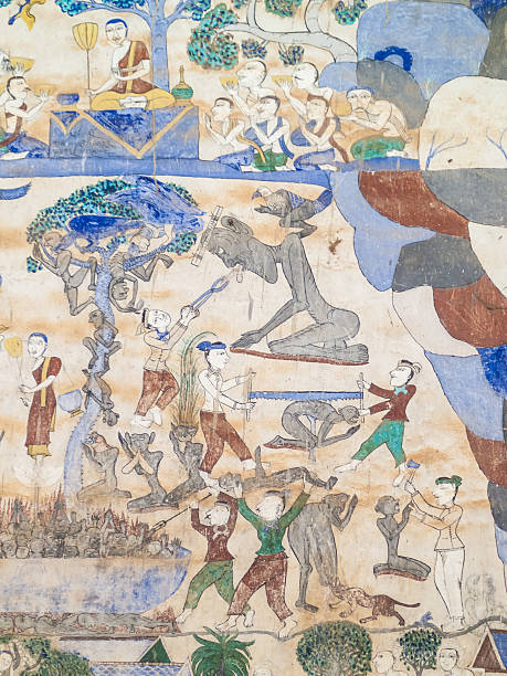 istock tradition Thai Painting on the wall in the temple. 522124862