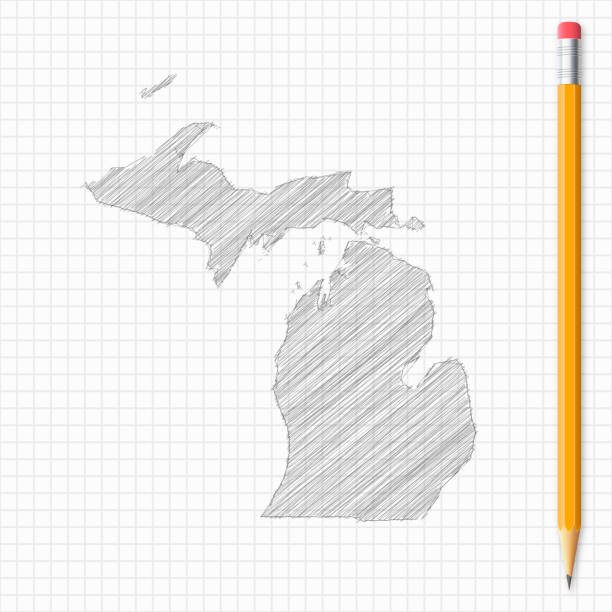 Mi Drawing 90+ Drawing Of The State Michigan Stock Illustrations, Royalty-Free ...