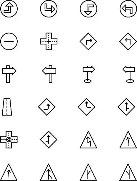 Vector illustration of Road Outline Vector Icons 2