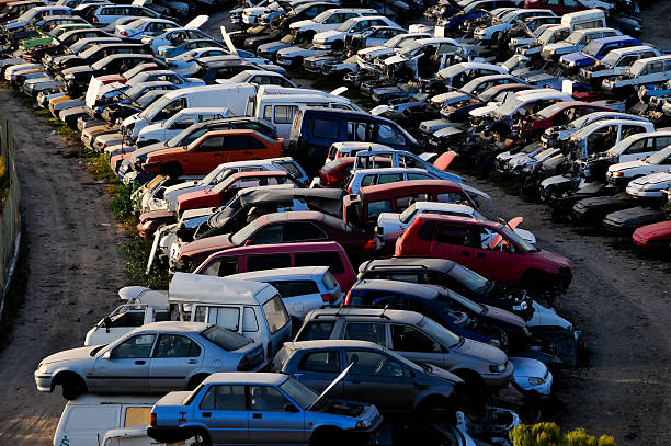 istock Old Junk Cars On Junkyard 522128816