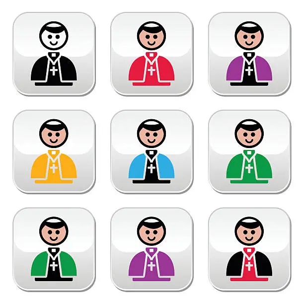 Vector illustration of Catholic church pope vector buttons set