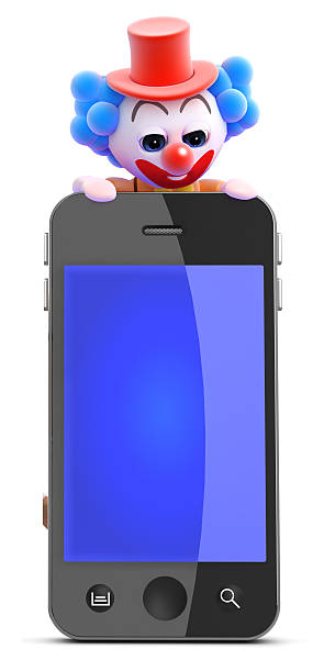 3 d клоун выглядит более смартфон - clown circus telephone humor стоковые фото и изображения