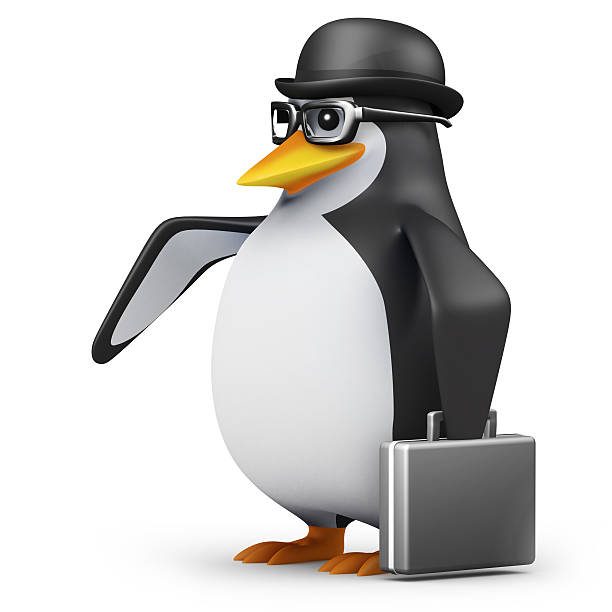 istock 3d Penguin dressed for business with briefcase 522131083