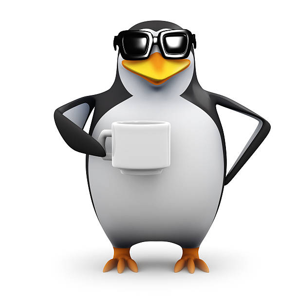 istock 3d Penguin drinks a nice cup of coffee 522131489