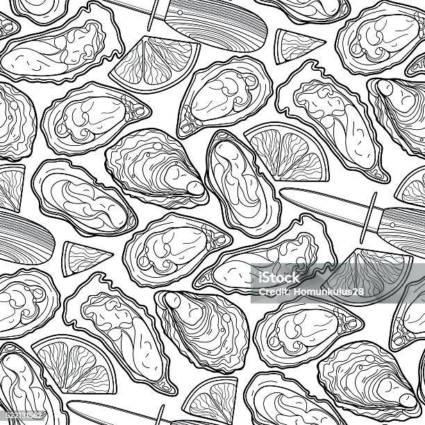 Graphic Vector Oysters Pattern Stock Illustration - Download Image Now - Adult, Coloring Book Page - Illlustration Technique, Pattern