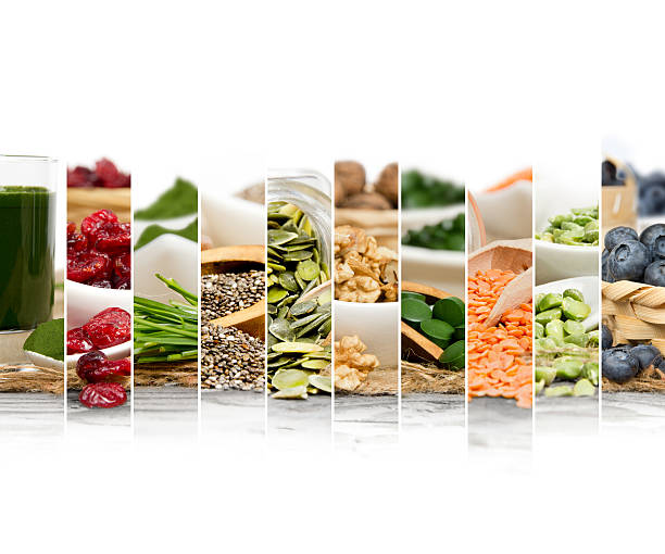 superfood-mix scheiben - food supplement stock-fotos und bilder