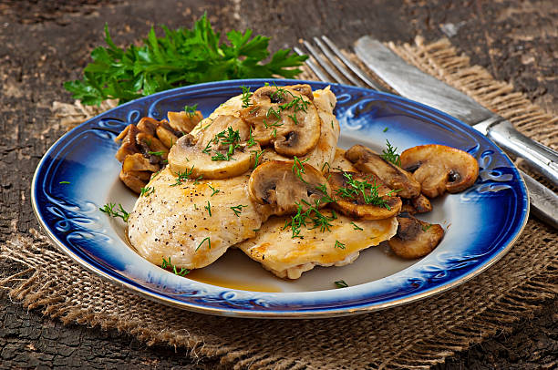 istock Chicken breast grilled with mushrooms 522131887