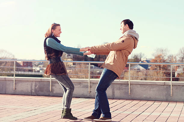 istock Young couple  spring city, relax have fun, love each other 522133080