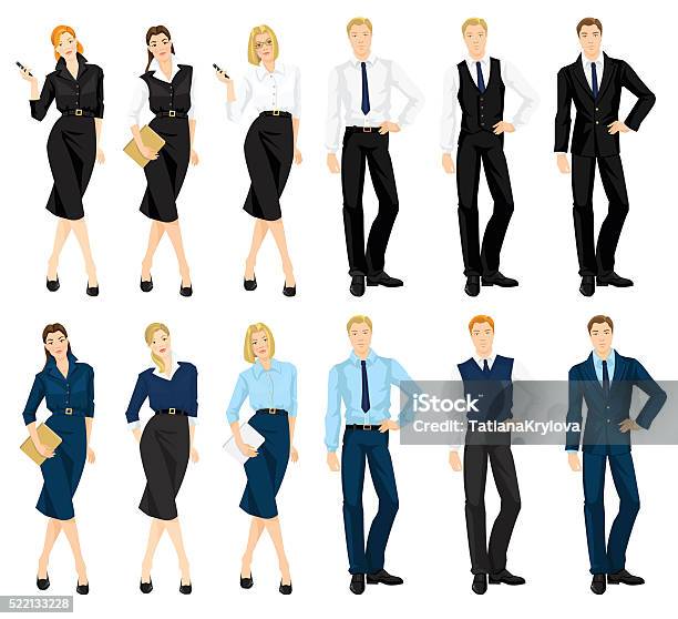 Man And Woman In Formal Clothes Stock Illustration - Download Image Now - Uniform, Business, Men