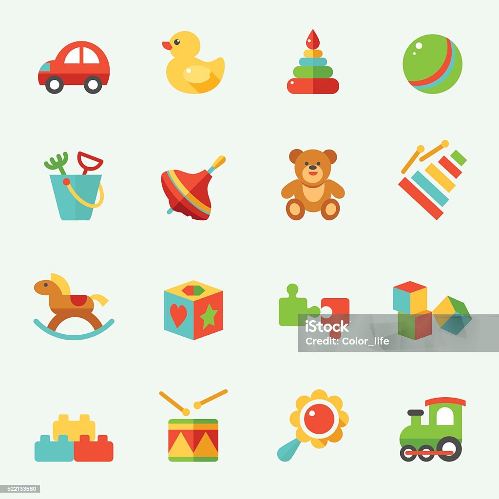 Toy icons Toy icons, flat design Toy stock vector