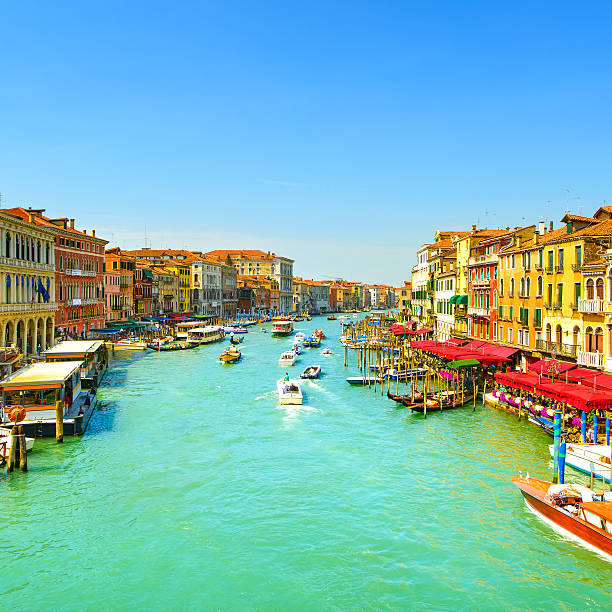 Venice grand canal,  Canal Grande, view from Rialto bridge. Ita Venice grand canal or Canal Grande, view from Rialto bridge. Italy, Europe venice italy grand canal honeymoon gondola stock pictures, royalty-free photos & images