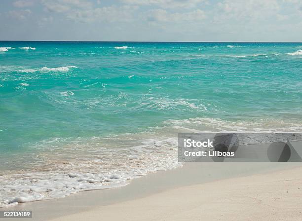 Caribbean Ocean White Sand Beach In Sunny Cancun Mexico Stock Photo - Download Image Now