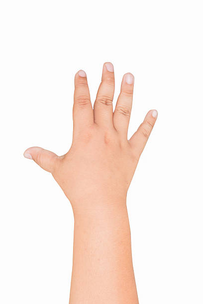 istock isolated boy hand shows the number five 522134379