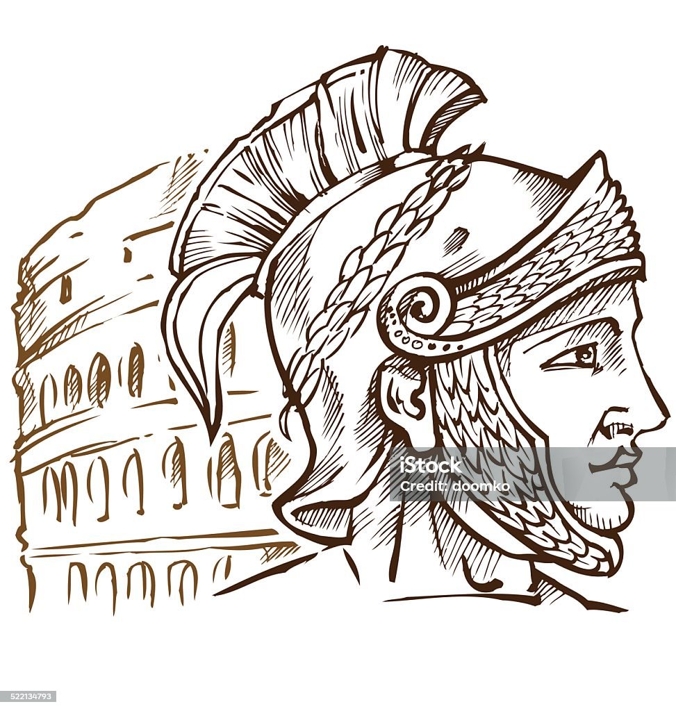 roman warrior on colosseum background Roman stock vector