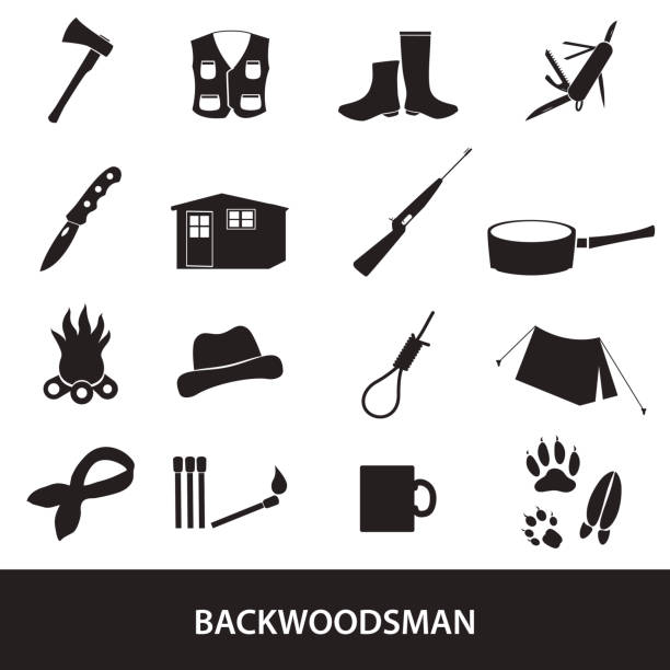 ブラックの backwoodsman アイコンセット eps 10 - backwoodsman点のイラスト素材／クリップアート素材／マンガ素材／アイコン素材