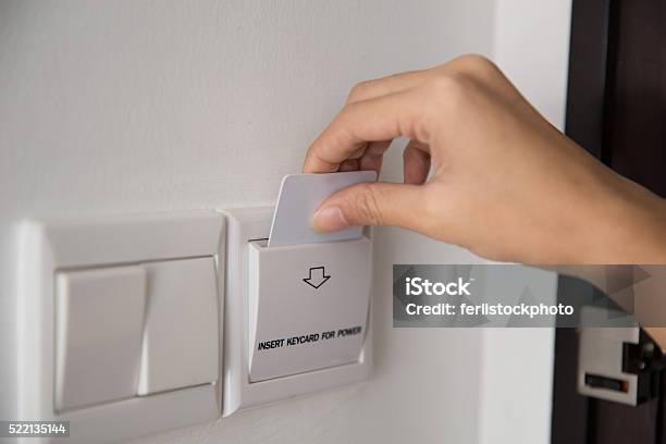 Key Card To Activating The Electricity In A Room Hotel Stock Photo - Download Image Now