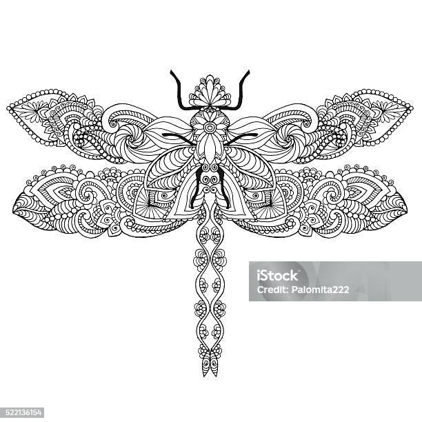 Dragonfly Stock Illustration - Download Image Now - Dragonfly, Coloring Book Page - Illlustration Technique, Adult