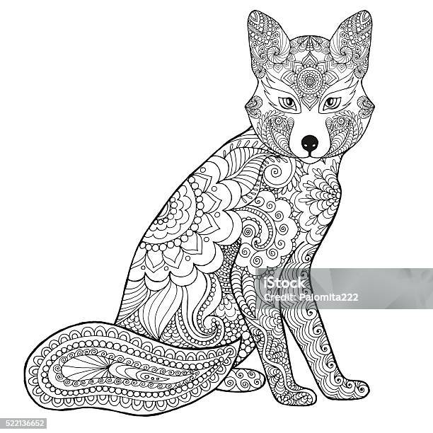 Fox Stock Illustration - Download Image Now - Coloring, Animal, Fox