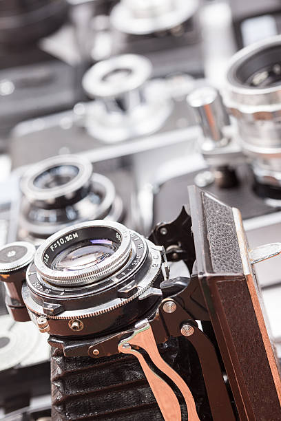 istock Set of old vintage cameras selective focus 522139228