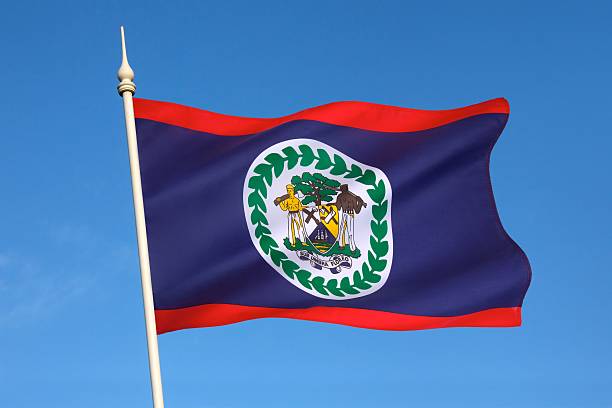 флаг белиз-центральная америка - flag of belize стоковые фото и изображения