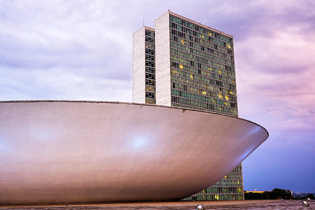 edifício do congresso nacional do brasil em brasília, brasil - national congress building imagens e fotografias de stock