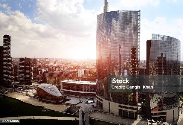 Reflection Of New Modern District In Milan Stock Photo - Download Image Now - Milan, Urban Skyline, Italy