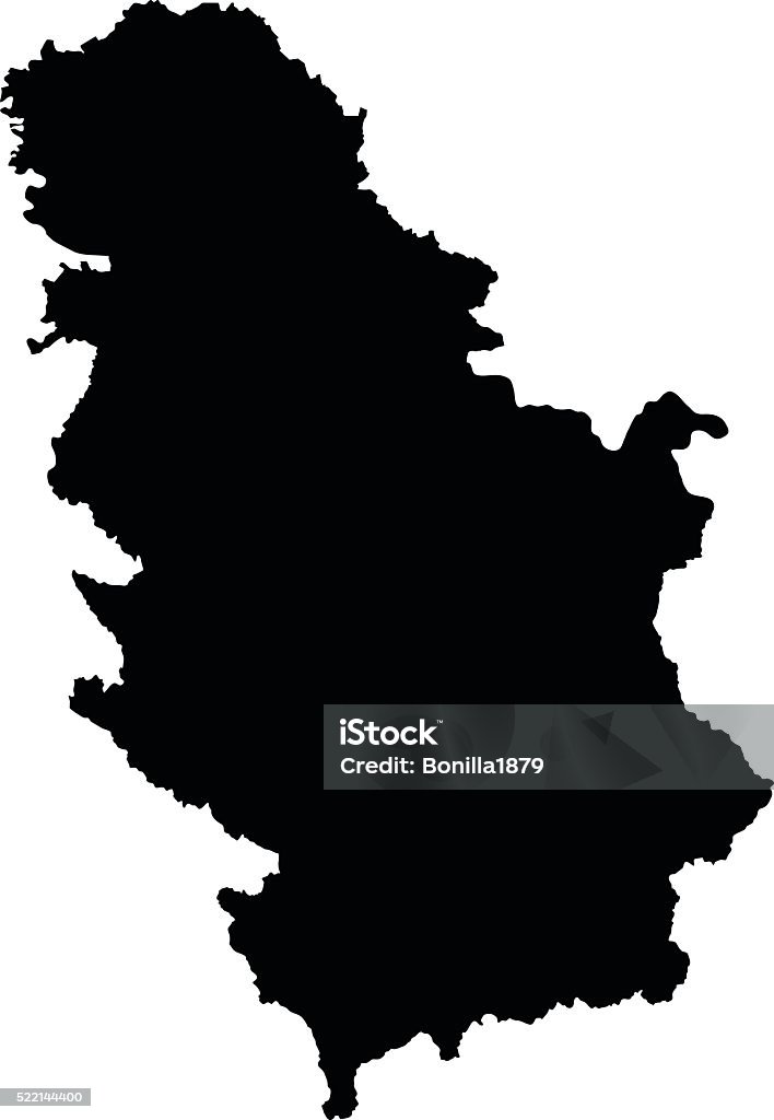 Serbia nero mappa su sfondo bianco vettoriale - arte vettoriale royalty-free di Astratto