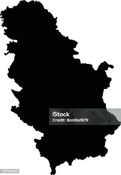 Serbia Nero Mappa Su Sfondo Bianco Vettoriale - Immagini vettoriali stock e altre immagini di Astratto - Astratto, Blu, Carta geografica