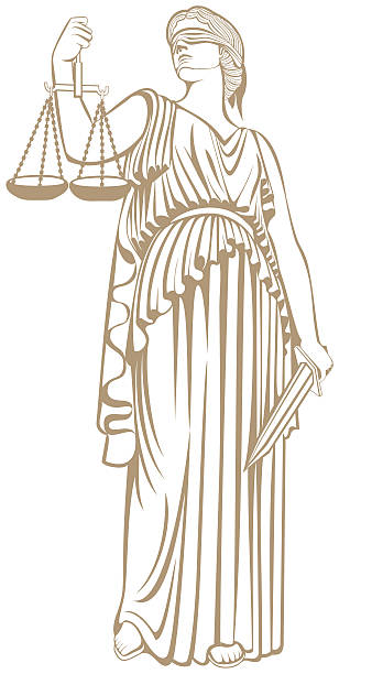 справедливое судебное разбирательство права .lady правосудия темис - бог иллюстрации stock illustrations