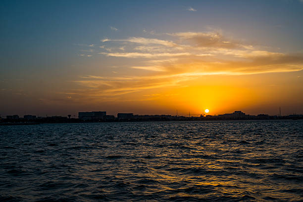 sunset from the Arabian gulf - Doha , Qatar