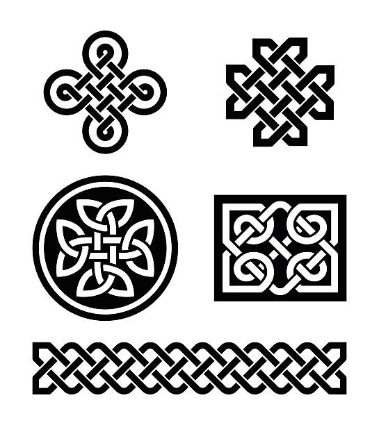 셀틱 매듭 패턴-벡터 - celtic culture tied knot northern ireland cross stock illustrations