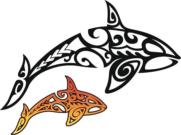 Vector illustration of Orca Whale Tribal