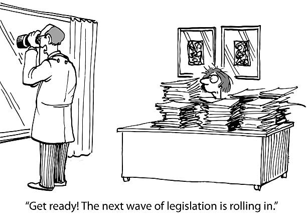 New Healthcare Legislation "Get ready! The next wave of legislation is rolling in." bureaucracy stock illustrations