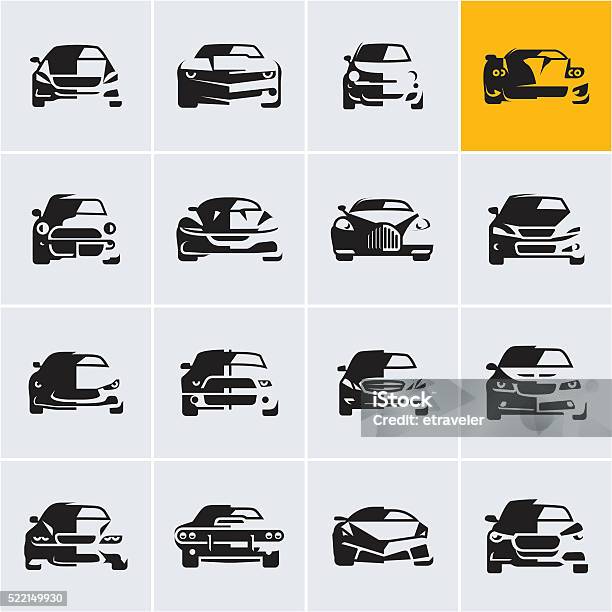 Car Icons Car Silhouettes Car Front Stock Illustration - Download Image Now - Car, Sports Car, In Silhouette