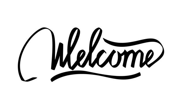 Welcome hand lettering calligraphy Welcome Hand Lettering Calligraphy welcome calligraphy stock illustrations