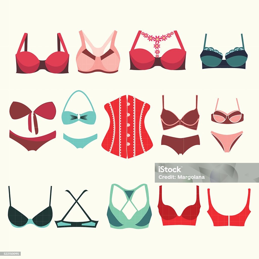 Different Types Of Bras Illustration Stock Illustration - Download Image  Now - Adult, Arts Culture and Entertainment, Bikini - iStock