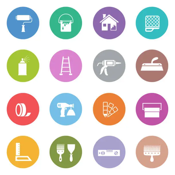 Vector illustration of House Painting Icon Set