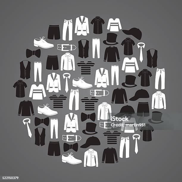 White And Black Mens Clothing Icons In Circle Eps10 Stock Illustration - Download Image Now